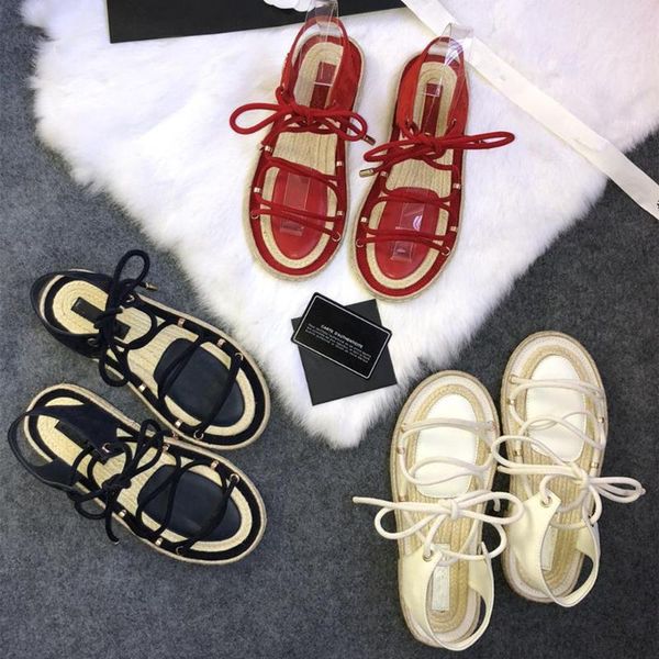 

summer shoes women concise casual sandals genuine leather flats lace up woman zapatos de mujer, Black
