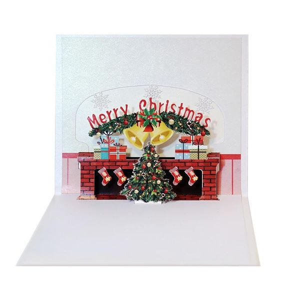 

greeting cards colorful merry christmas 3d fireplace