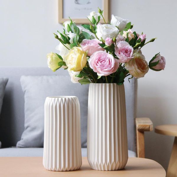 

vases minimalist creative striped floral white home origami ceramic for living room decorative ornament plug dry