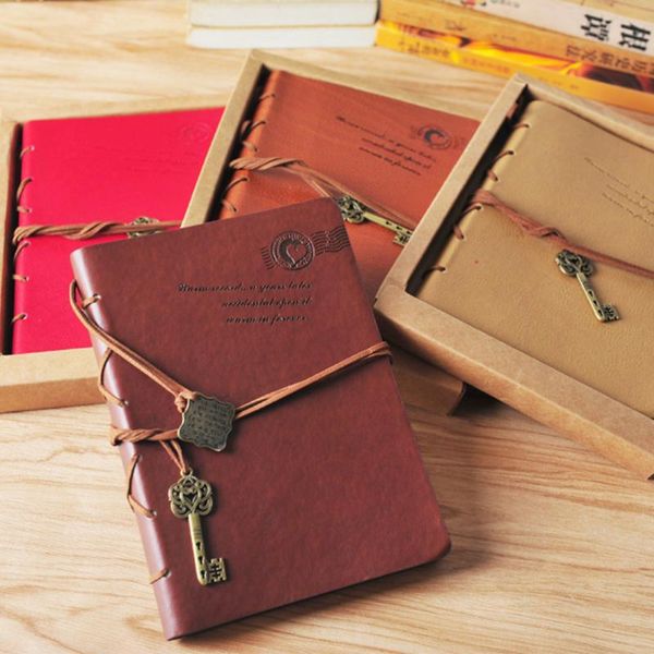 

vintage stationery pu leather string notebook creative kraft paper planner sketchbook agenda filofax travelers diary journal not notepads, Purple;pink