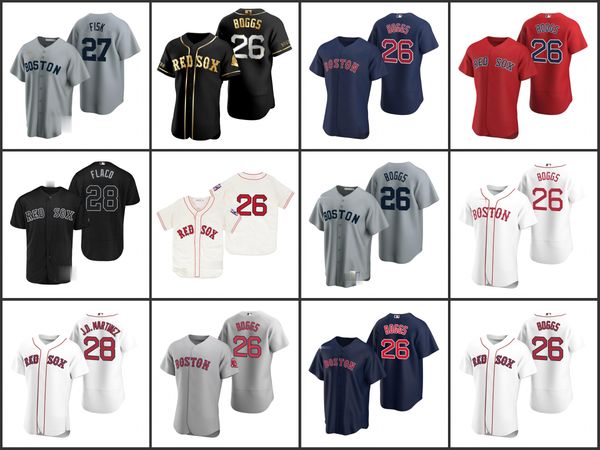 

boston red sox gray 28 j.d. martinez 27 carlton fisk 26 wade boggs men women youthjersey, Black;red