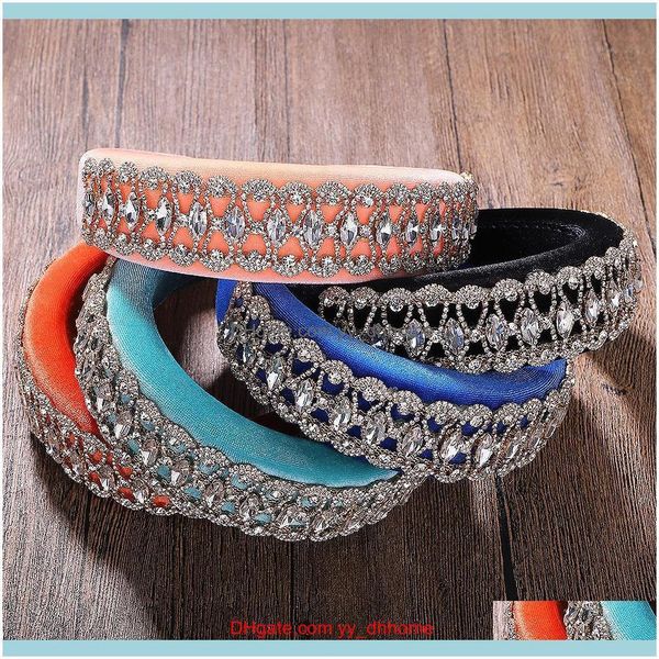 

hair jewelryglittering fashion trendy luxury designer baroque vintage beautiful diamond crystsal flower wide veet headbands jewelry for woma, Silver