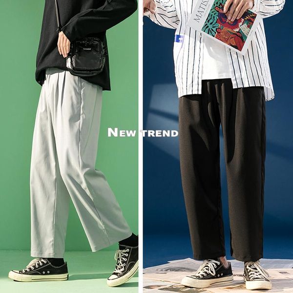 

men's pants sports casual fashion trend nine points classic wild straight, Black