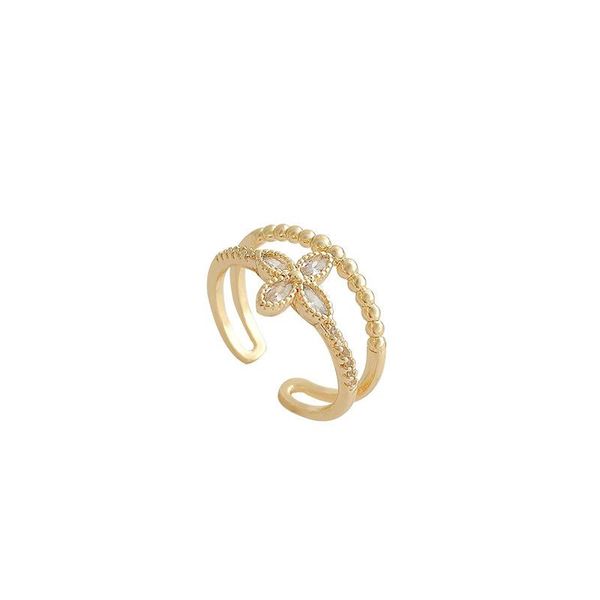 

wedding rings fashion jewelry double layered flower female design cool advanced adjustable for women girls, Slivery;golden