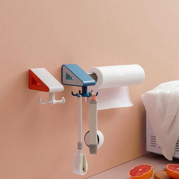 

multi-functional paper towel holder wall mounted kitchen 360 degree rotating with hook utensil hooks & rails