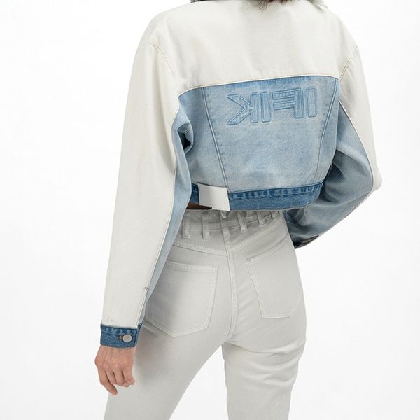 

ifik blue bicolor jacket "piece of sky" short denim, Black