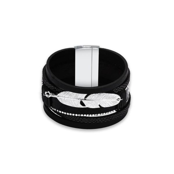 

real leather wide bracelet for lover man and women feather tennis, Golden;silver