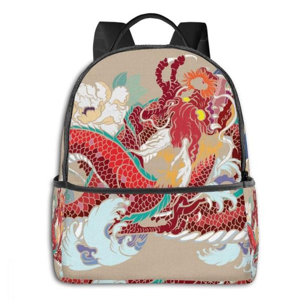 

backpack colorful dragon and plum flower tattoo boy girl school bag for teenager student shoulder travel