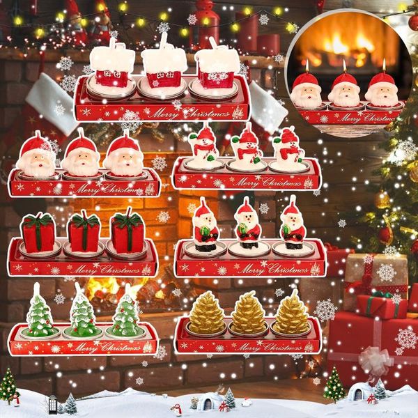 

candles 3pcs creative christmas children's candle decoration set eve party santa children birthday gifts