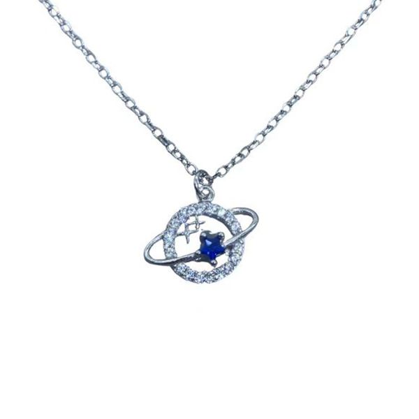 

women's sterling silver necklace planet shaped zircon mosaic simple accessories