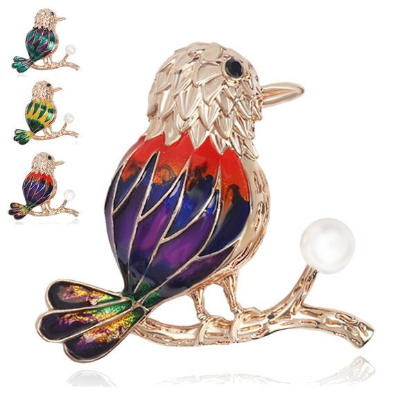 

factory new gradient rainbow parrot bird brooch metal three dimensional decoration cartoon men's brooch accessories christmas