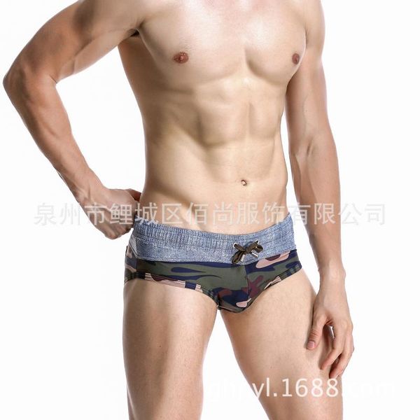 

men's triangle swimming trunks 1pcs fashion denim camouflage swimwearsummerbeachwear xl swimwear