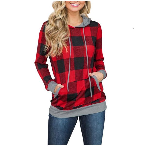 

women's & fashoin womens sweatshirts female hoodie plus size women plaid print pullover long sleeve hooded pocket sweatshirt hoodies, Black