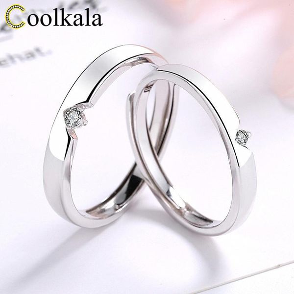 

cluster rings coolkala s925 sterling silver crown couple simple niche design love in mind men and women ring, Golden;silver