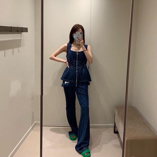 

summer women cowboy vest coat with casual jeans ladies fashion denim pants suits ddxgz2 5.06 women's two piece, White