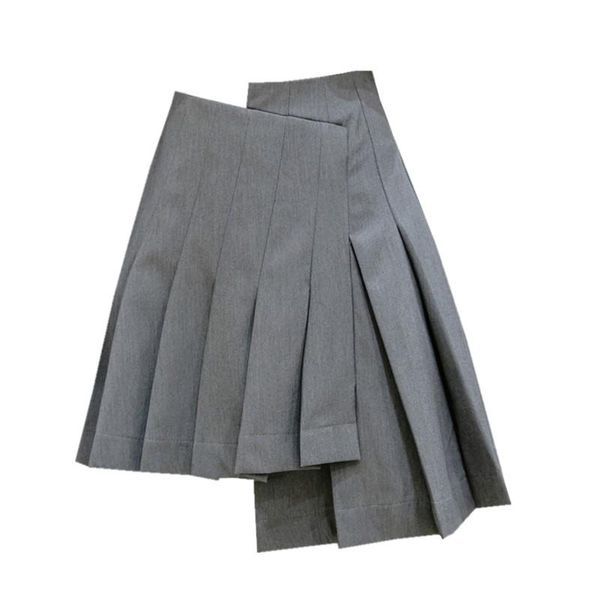 

skirts ins summer japanese preppy style high waist woman pleated skirt irregular design a-line lady bottom, Black