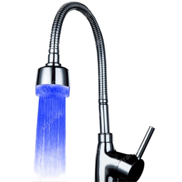 

other faucets, showers & accs plastic led blue colors light faucet head with adapters