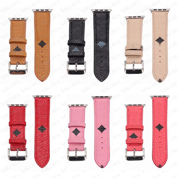 Relógios de couro da moda pulseira de relógio 38 mm 40 mm 41 mm 42 mm 44 mm 45 mm para iwatch 1 2 3 4 5 6 bandas pulseiras de substituição da moda pulseira listras da moda