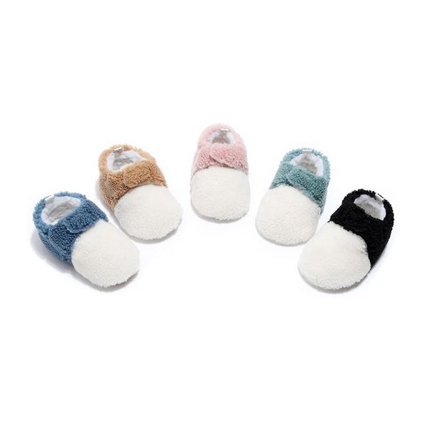 

first walkers baby's shoes fleece warm slippers patchwork soft sole crib walker anti-slip cute born boy girl 0-12 months