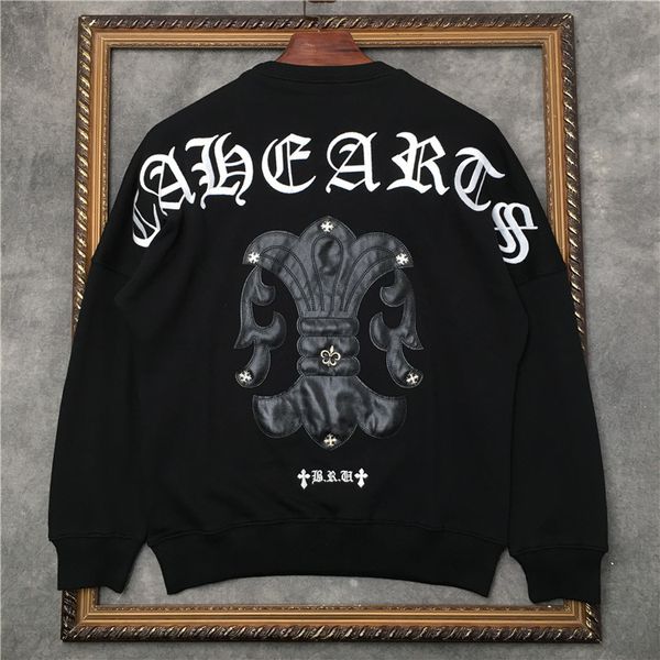 

autumn winter tide br new heavy industry embroidery gothic letters make old metal pu cross men's and women's s, Black