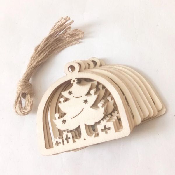 

christmas decorations 10 pcs/pack holiday tree decoration craft wooden hanging pendant festival party engraved cute ornaments hollowed home