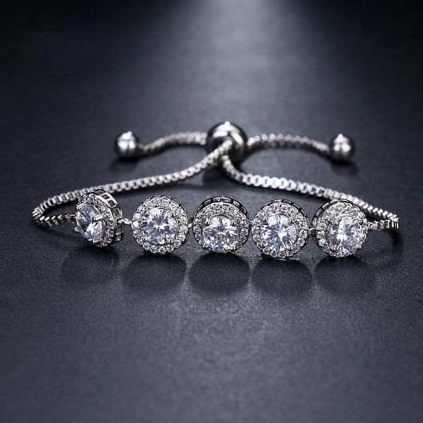 

fashion cubic zirconia charm classic three colors roundel adjustable bracelets for woman wedding party jewelry gifts, Golden;silver