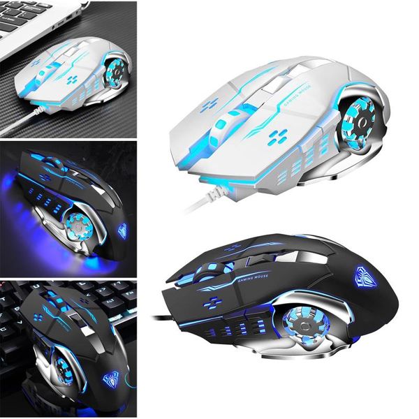 

mice gaming mouse wired adjustable 2400dpi max breathing light gamer desklap7 buttons 4 backlight modes