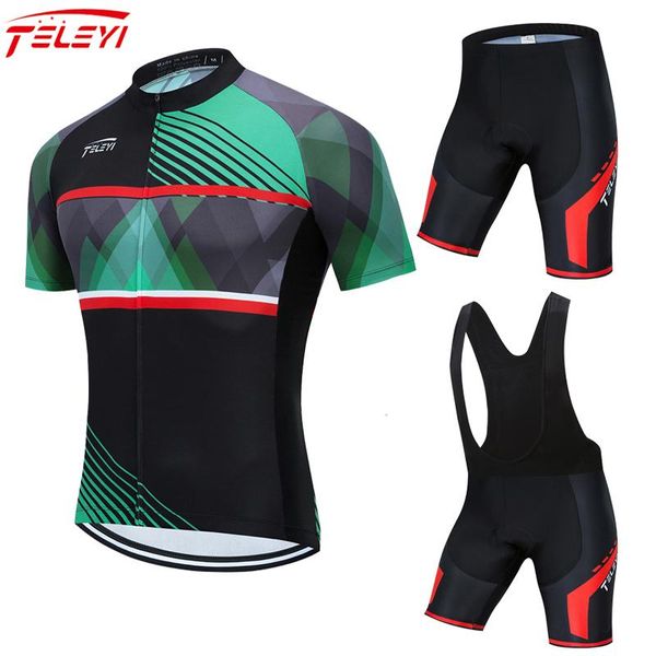 

racing sets teleyi summer anti-pilling cycling jersey set 100% polyester sports mountain bicycle clothing bike clothes for men, Black;blue