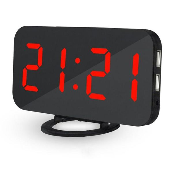 

other clocks & accessories led display digital clock automatic dimmable table alarm with snooze mode dual usb port mirror
