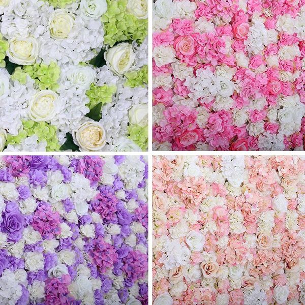 

60*40cm artificial flower wall decor silk rose hydrangea wedding backdrop decoration living room bed el home decorative flowers & wreaths