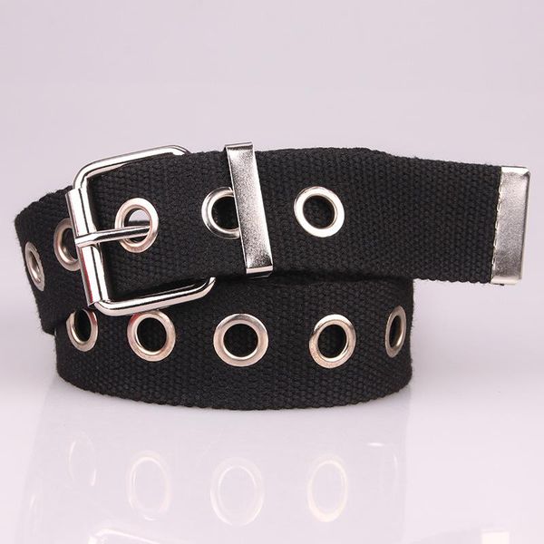 

belts plus long canvas belt ladies fashion alloy grommet hole pin buckle student jeans, Black;brown