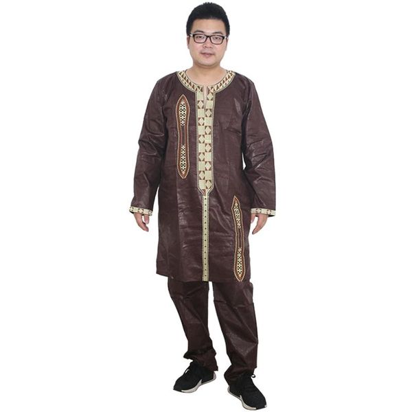 

ethnic clothing african men clothes shirt pants dashiki suit bazin riche plus size wear traditional south africa formal attire trousers set, Red