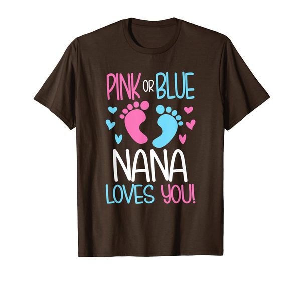 

pink or blue nana loves you gender reveal t-shirt, White;black