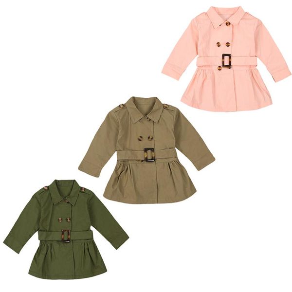

tench coats toddler kid baby girls autumn warm trench wind coat winter fashion solid long sleeve button bandage evening party outerwear, Camo