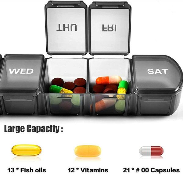 

storage bottles & jars 7 grids a week sealed days weekly tablte dispenser case outdoor first-aid kit container organizer