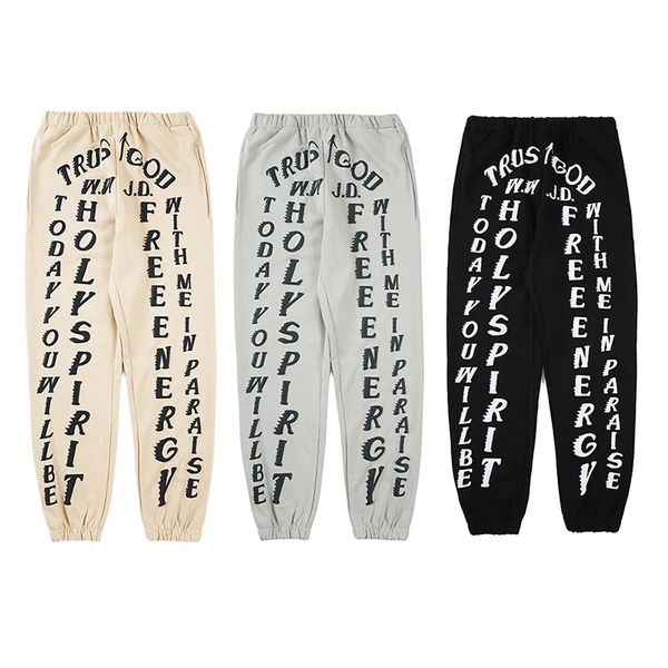 

kanye west joggers pants 3d foam letter print sweatpants men and women elastic waist lose casual trousers hip hop, Black