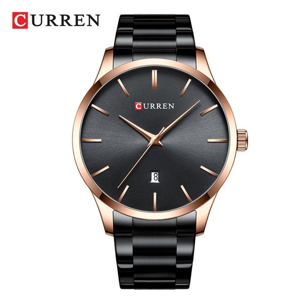 

curren 8357 watches western wristwatch 3atm water proof watch stainless steel chain black color japan quartz wristwatches men calendar date, Slivery;brown