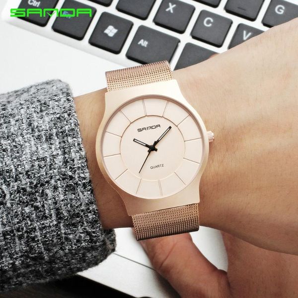 

wristwatches men watches waterproof minimalist dial stainless steel mesh male clock brand watch quartz wristwatch relogio masculino, Slivery;brown