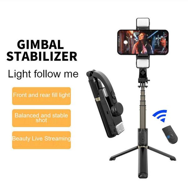 

selfie monopods double fill light cell phone stabilizer handheld gimbal vlog video live anti-shake bluetooth remote control stick tripod