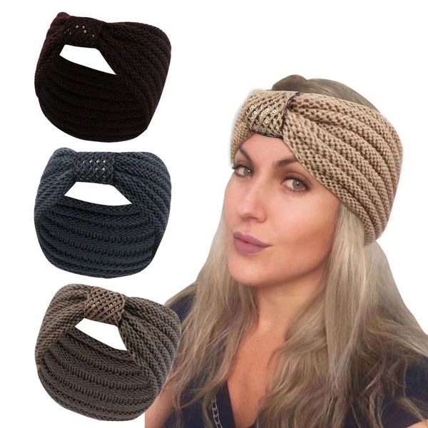 

hair clips & barrettes acrylic wool hood, bowknot band, keep warm in autumn and winter, pure color waist knitted headband, accessories, Golden;silver