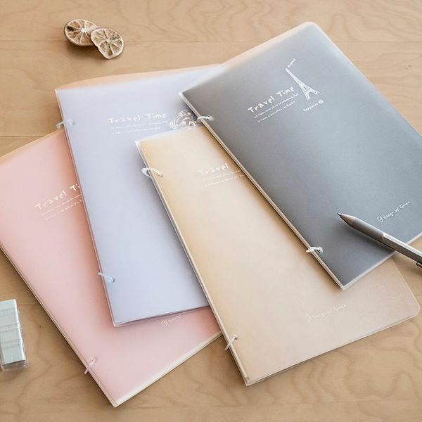

simple learning life page book ring buckle thin loose-leaf horizontal line detachable notebook school supplies stationery notepads, Purple;pink