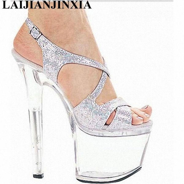 

17cm high-heeled sandals ultrafine bridal shoes crystal model gladiator g-014, Black