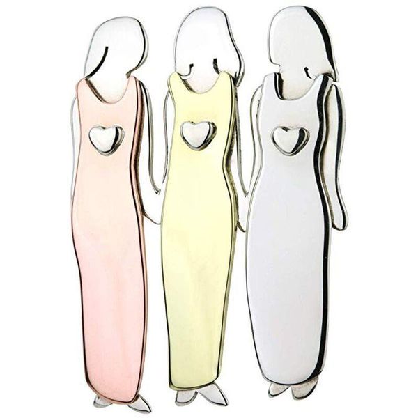 

pins, brooches sister brooch sisterhood tri-color durable metal christma gift, Gray