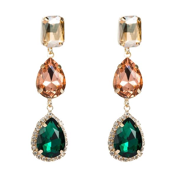 

long personality women rhinestone water drop dangle earrings girl elegant temperament party jewelry friend accessories wholesale, Silver
