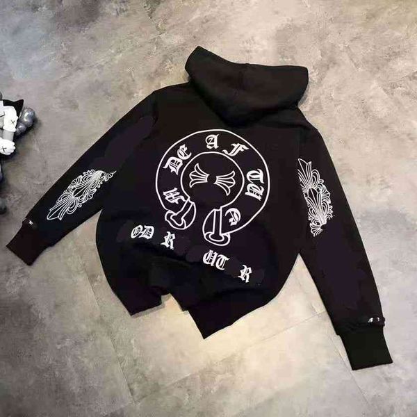

design hoodies 21 fashion spring summer br croix left and right arm print back letter hooded casual couple coat, Black