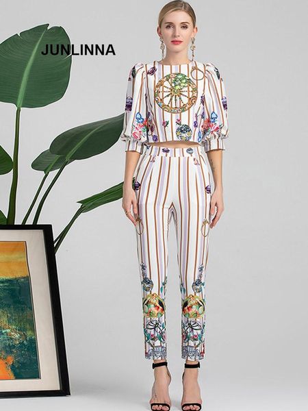 

women's two piece pants cottton polyester tshirt and long pant casual wear beads fashion autumn printing 2 pieces sets, White