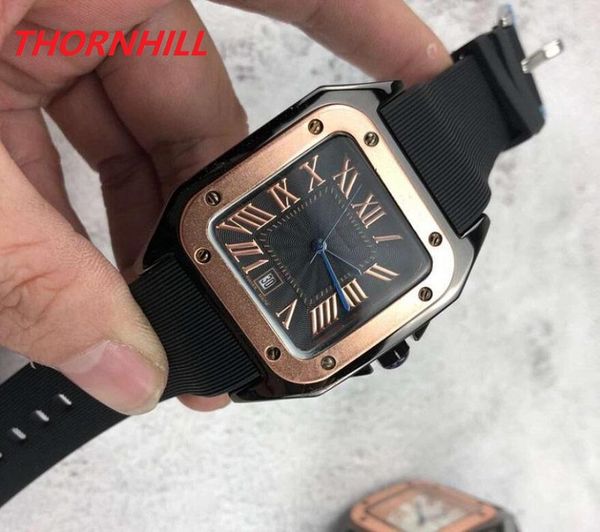 

men women silicone watches quartz movement square dial designer iced out watch dress wristwatches lady clock montre de luxe, Slivery;brown