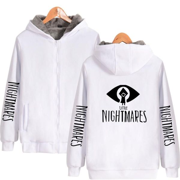 

men's hoodies & sweatshirts little nightmares print casual zipper jacket trend fashion long sleeve thick coat, Black