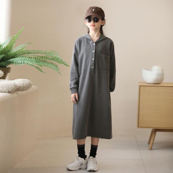 

girl's dresses kids sweatshirt dress autumn loose girls with button and pocket children clothing mother daughter family matching, Red;yellow