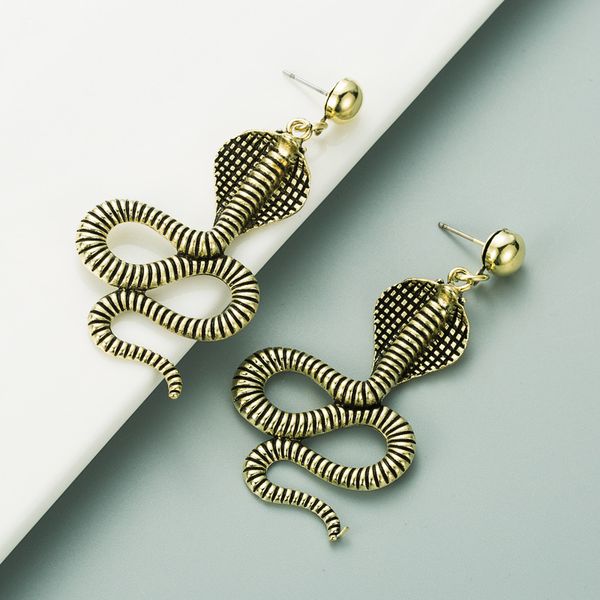

s2053 fashion jewelry vintage exaggerated cobra stud earring dangle snake earrings, Silver